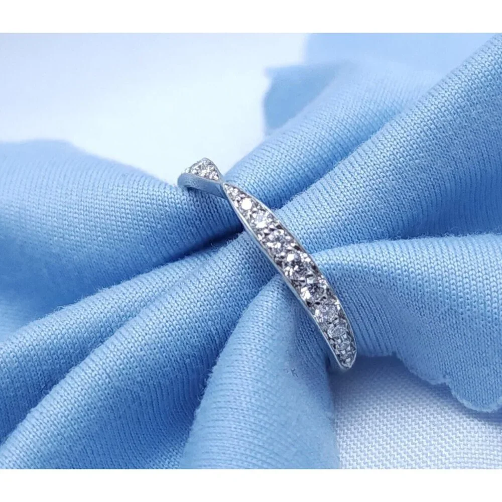Tiffany & Co Harmony Platinum Diamond 1.8mm Wedding Band Ring - Size 4.25